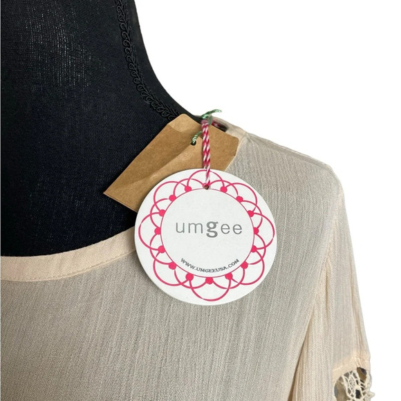 Umgee Cream Boho Crochet Lace Bell Sleeve Dress S - Picture 8 of 10